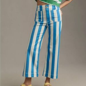 Striped Pants Wide Leg with Patch Pockets Small